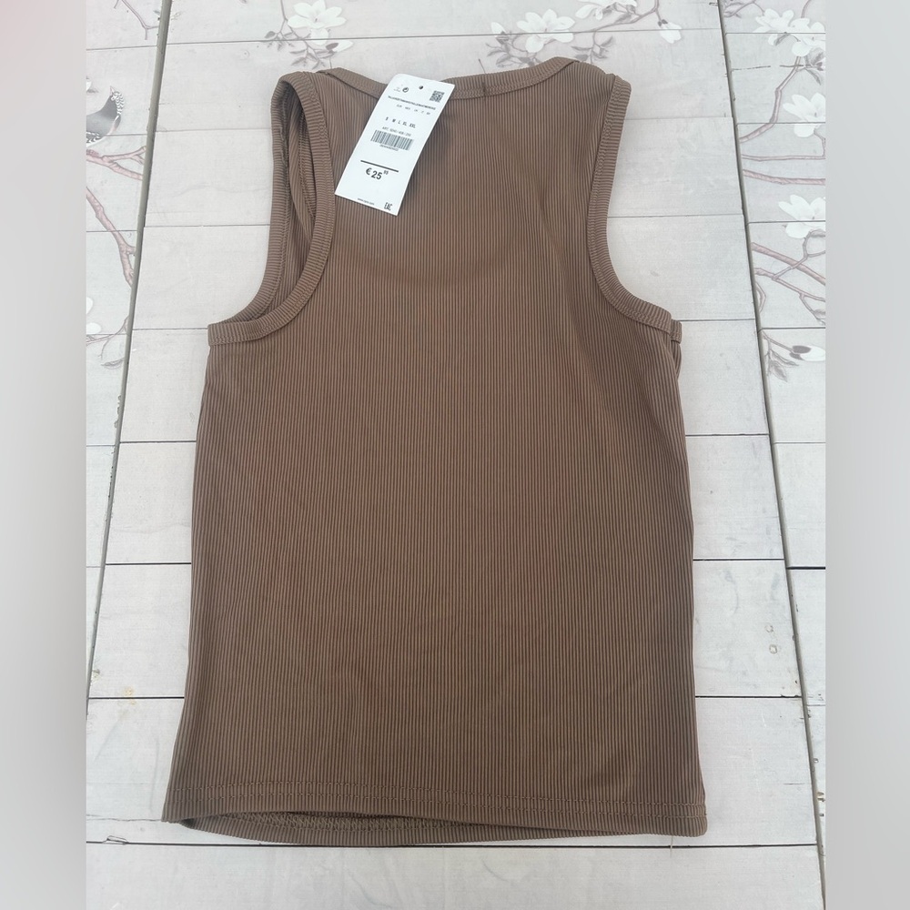 Zara Tan Ribbed Tank Top - Picture 4 of 5